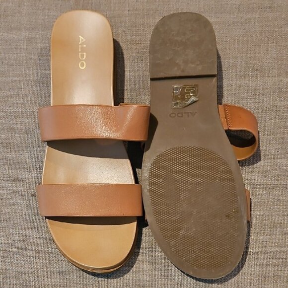 Aldo Tan Slide Sandals Minimalist Design - Picture 2 of 3